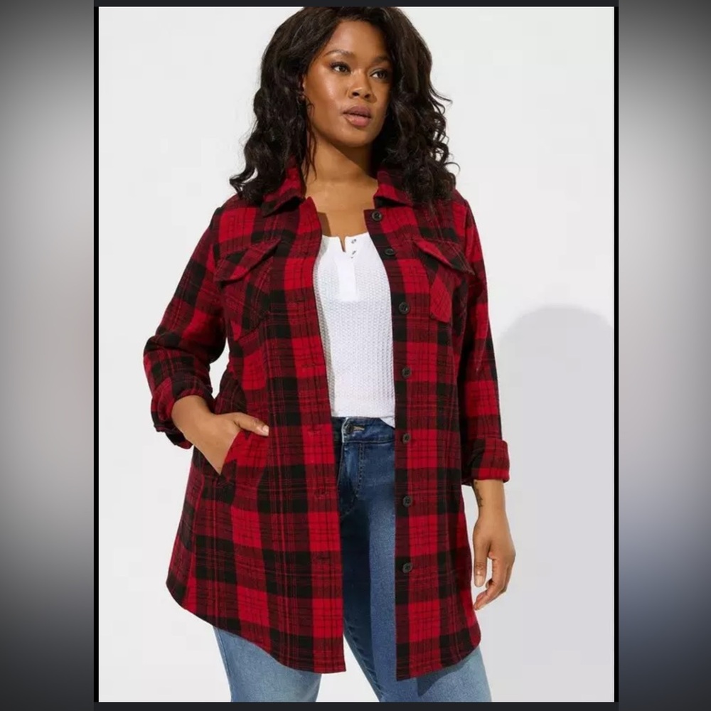 NWOT Torrid Women's Red and Black Plaid Jacket